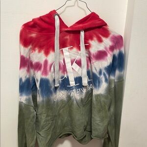 Calvin Klein Jeans Red, Blue, Green Tie-Dye Hoodie
